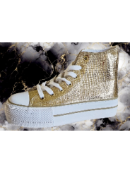 basket montante dorée effet craquelé, modèle en vogue du moment