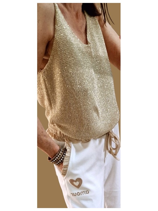 Débardeur en lurex souple doré